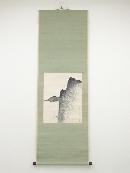 昭和庚寅（1950年）　甲斐虎山筆　客帆出峡図　肉筆紙本掛軸（共箱）